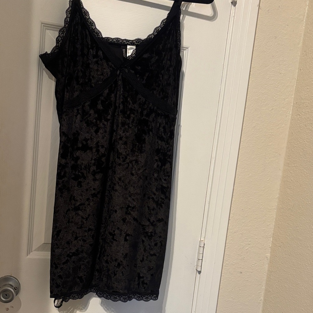 Black Crushed Velvet Nightgown Dress